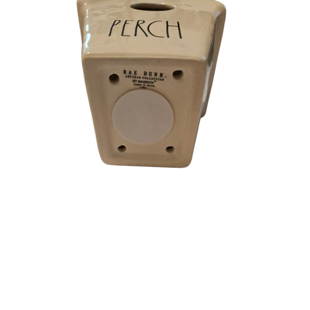 Rae Dunn Perch Ceramic LL Decorative Slant Roof Birdhouse with Burlap NEW